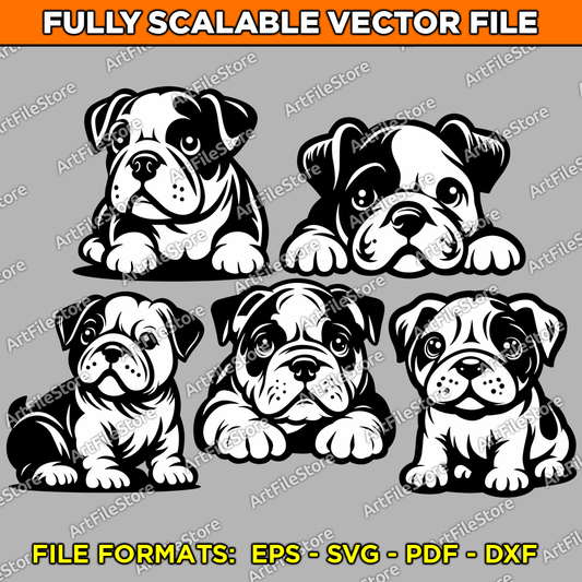 Bulldog Puppies | Vector Artwork File - ArtFileStore