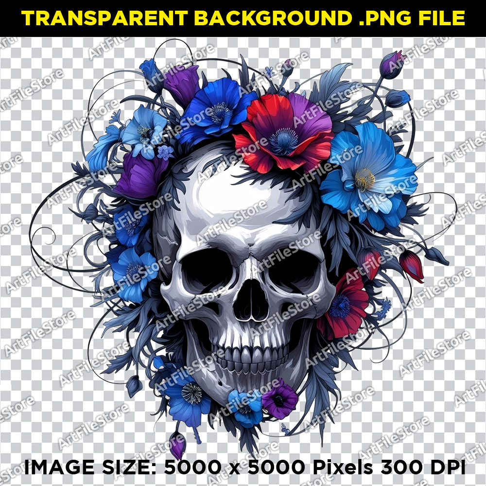 Floral Skull 01 | Bitmap Artwork File