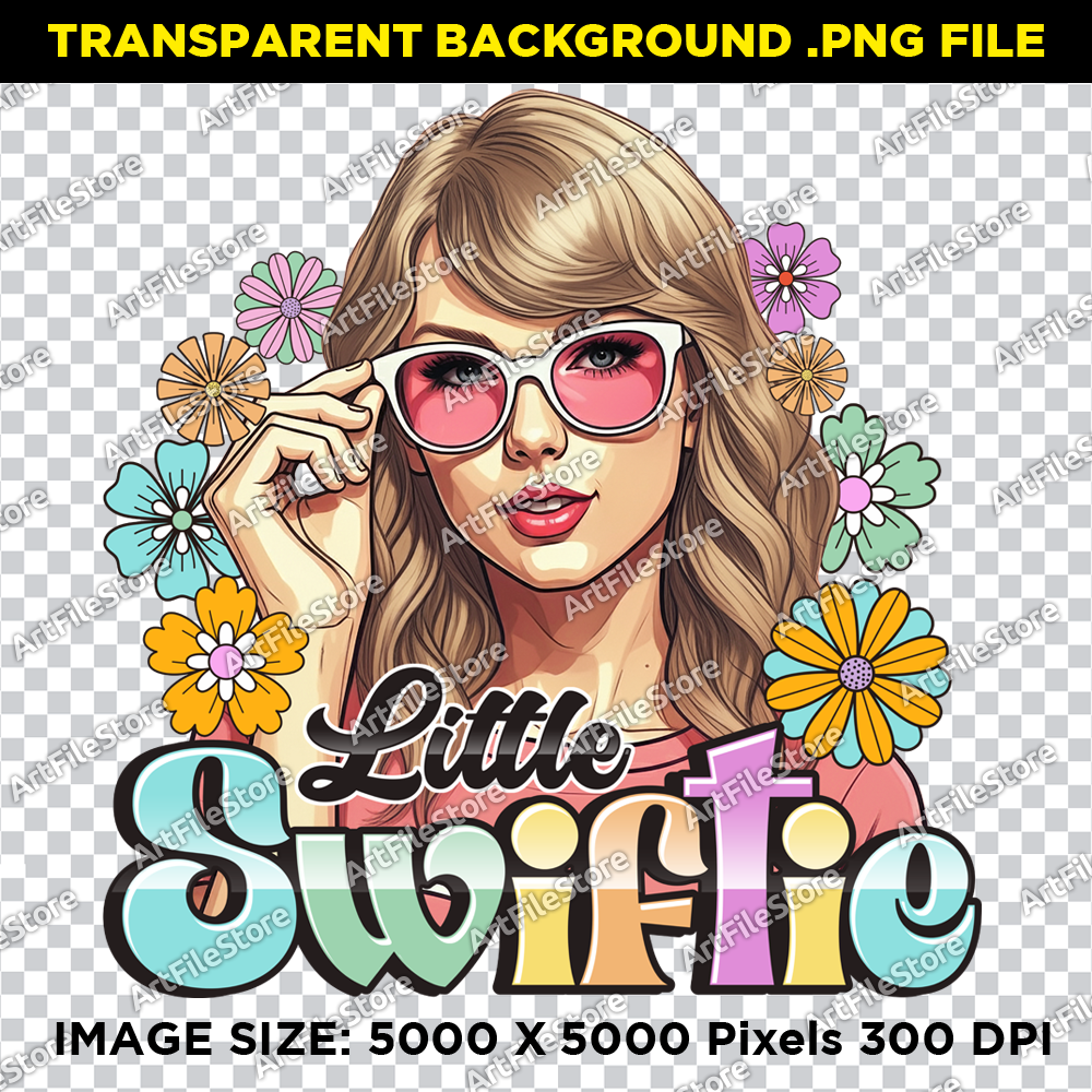 Taylor Swift inspired bitmap PNG design with Little Swiftie text