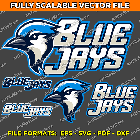 Vector artwork file featuring the Blue Jays team mascot, designed with vibrant and engaging details, ideal for sports branding, merchandise, and creative projects.
