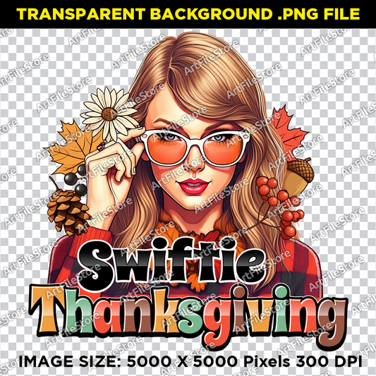 Bitmap artwork file featuring a Swiftie-themed Thanksgiving design with festive elements.